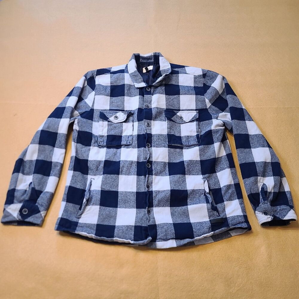 Civil Society Buffalo Check Plaid Flannel Zip Up Jacket Blue/light blue Mens XXL